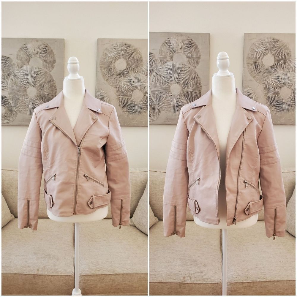 ✨BACCINI✨ Light Pink Faux Leather Moto Jacket - [Small]